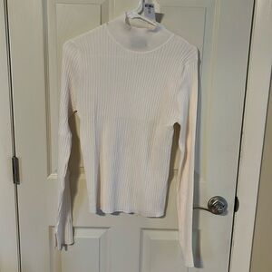 Cream, color sweater size small ribbed with mock neck